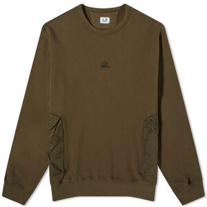 C.P. COMPANY Long-Sleeve Crewneck Sweatshirt With Subtle Logo And Ribbed Details